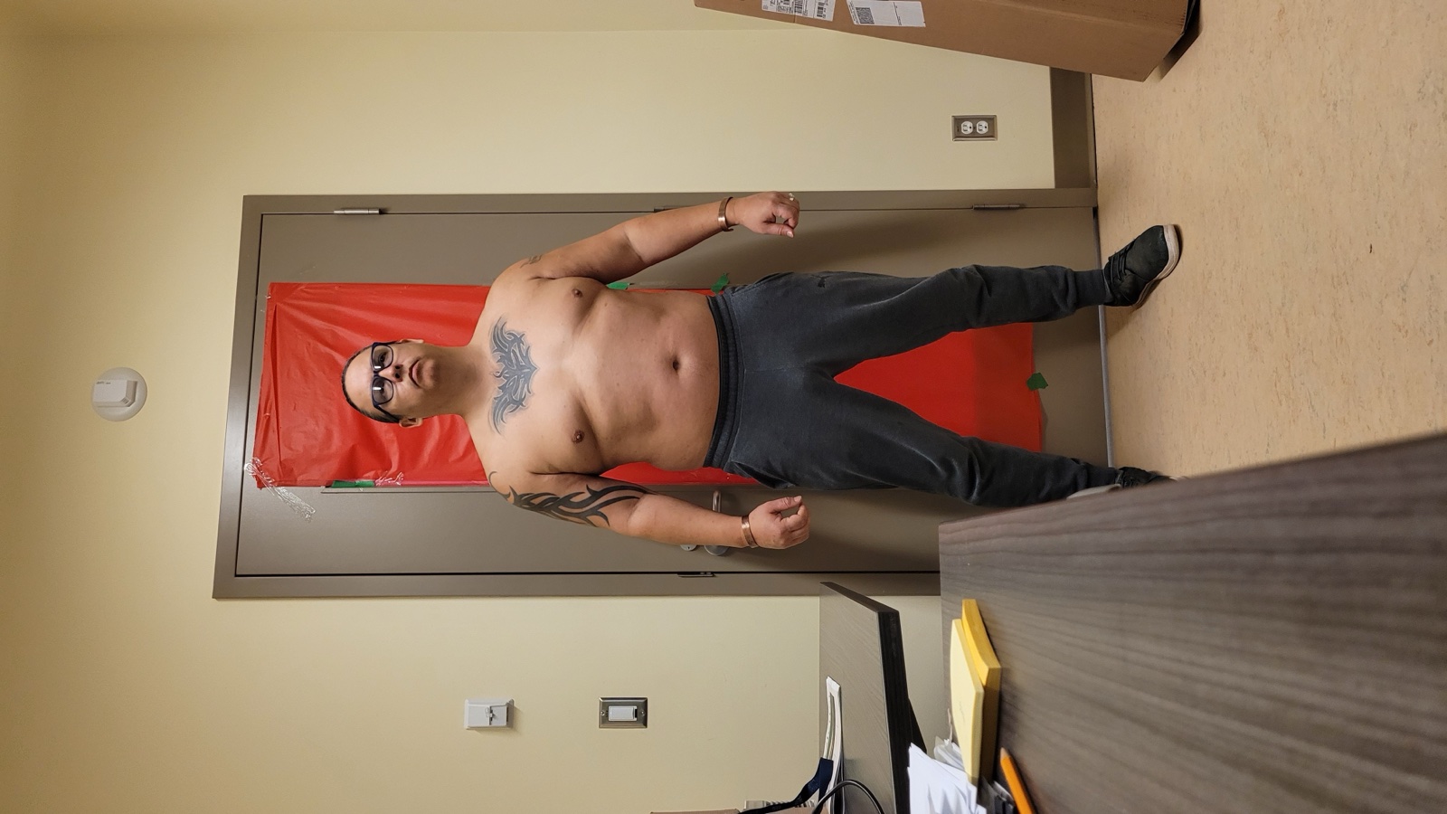 Johnny Ketlo before, 250 lbs at 44, front